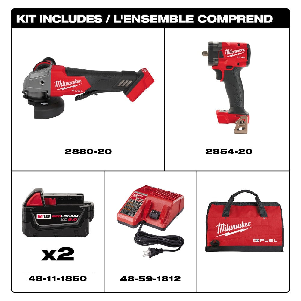 M18 FUEL™ Compact Impact Wrench and Grinder 2-Tool Combo Kit