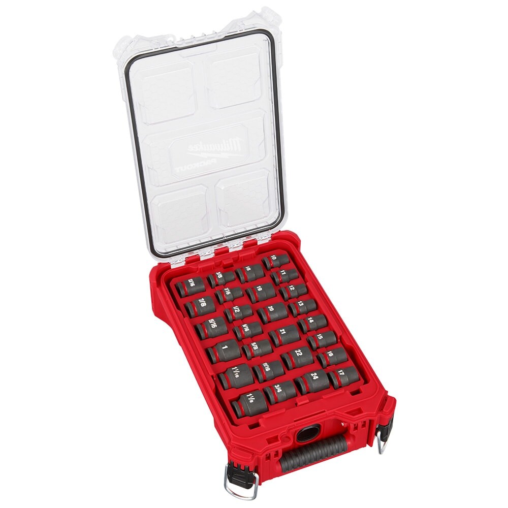Milwaukee SHOCKWAVE Impact Duty Socket 1/2” Dr 27-Piece MM & SAE PACKOUT Set | 49-66-6804