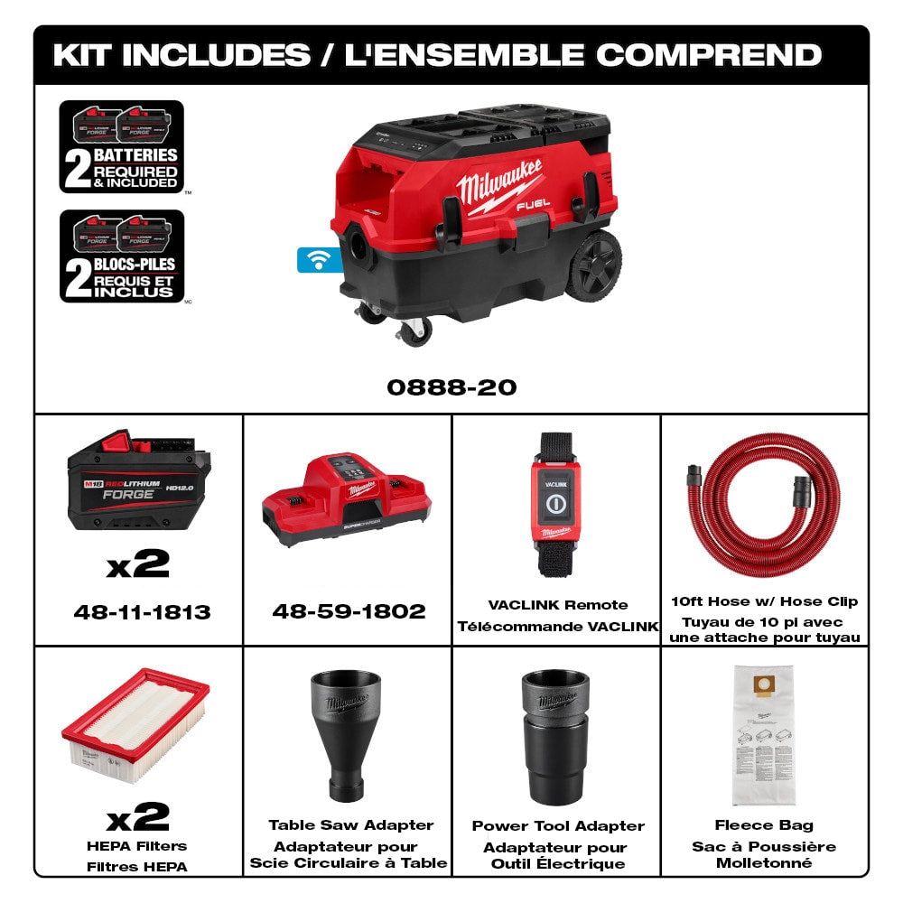 M18 FUEL™ 9 Gallon Dual Battery Dust Extractor w/ PACKOUT™ Compatibility and VACLINK™