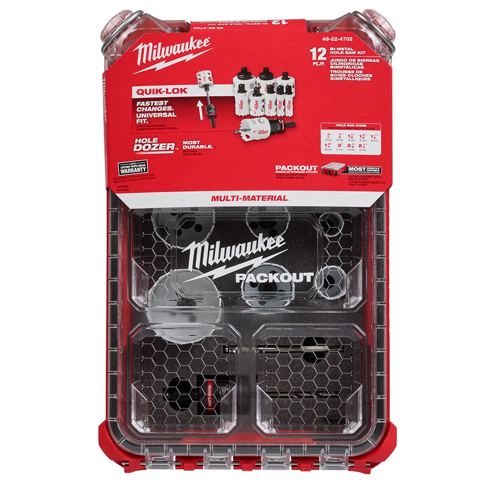 Milwaukee 12-Piece QUIK LOK HOLE DOZER Bi-Metal Kit with PACKOUT Compact Organizer | 49-22-4702