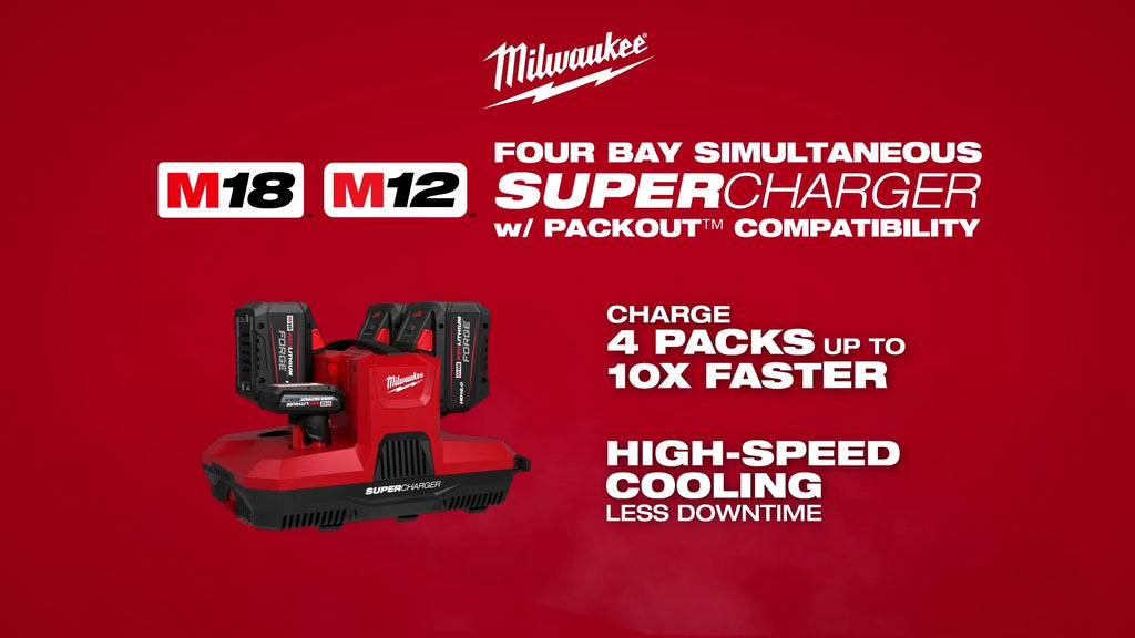 M18 & M12 Four Bay Simultaneous Super Charger w PACKOUT Compatibility