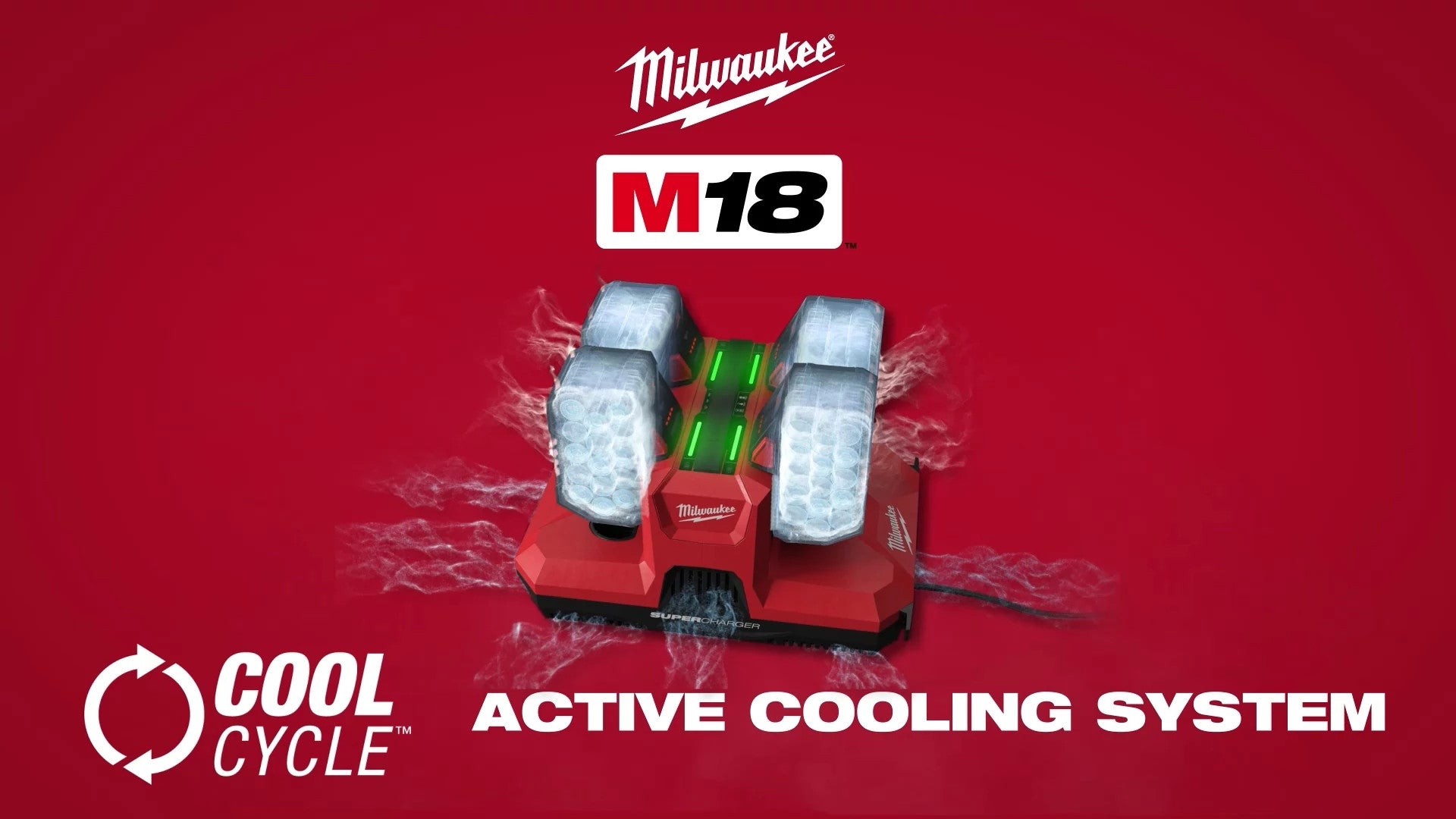 M18 & M12 Four Bay Simultaneous Super Charger w PACKOUT Compatibility FORGE HD15 CGI Cool-Cycle