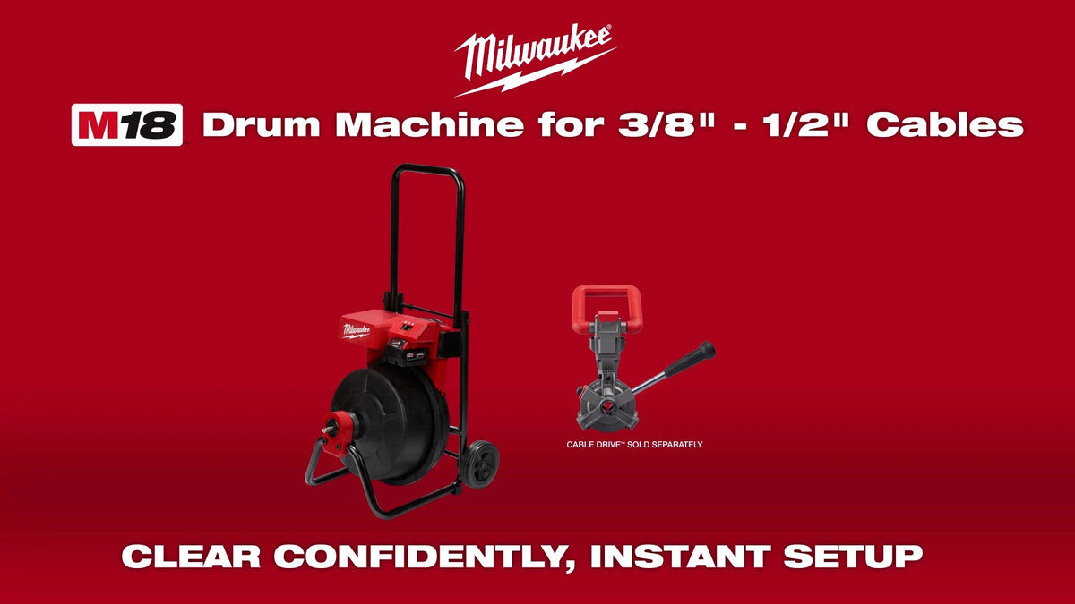 Milwaukee® M18™ Drum Machine for 3 8-1 2 Cables
