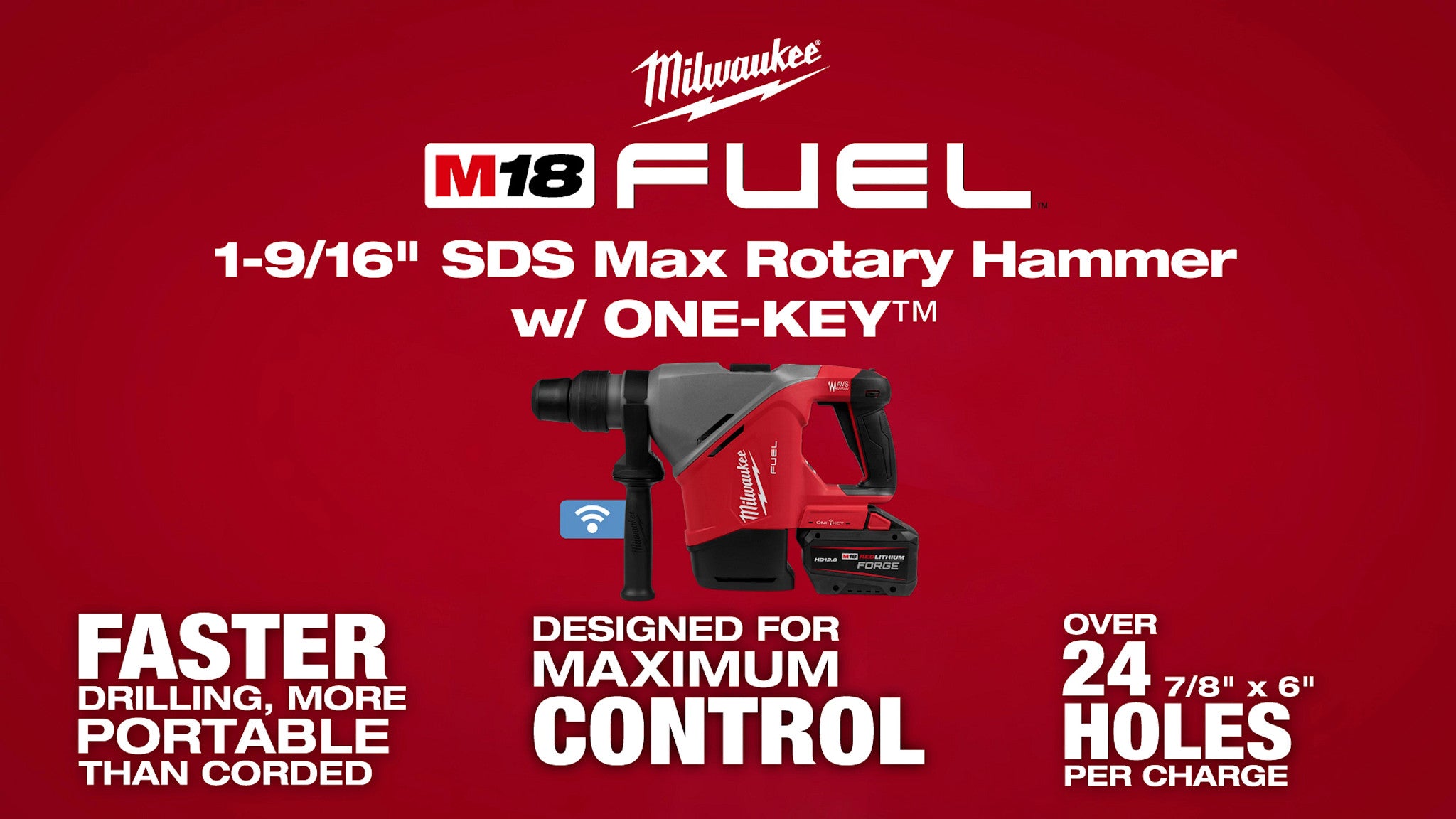 Milwaukee M18 FUEL 1-9-16 SDS Max Rotary Hammer w ONE-KEY Social