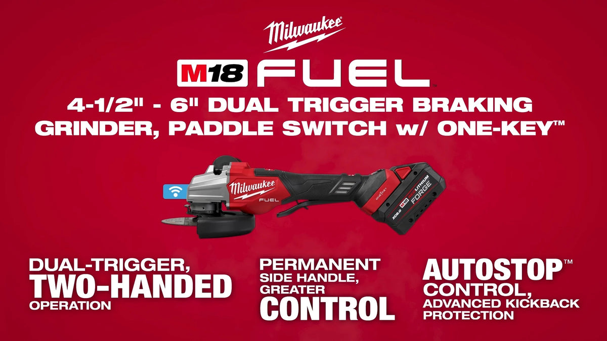 Milwaukee M18 FUEL 4.5 - 6 inch Dual Trigger Braking Grinder, Paddle Switch w ONE-KEY