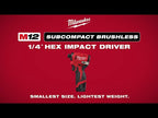Milwaukee M12 Subcompact Brushless 1/4" Hex Impact Driver – Configuration Options