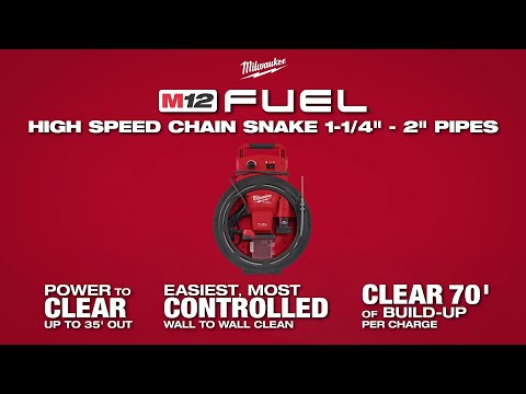 M12 FUEL™ High Speed Chain Snake for 1-1/4”-2” Pipes