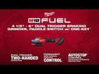 Milwaukee M18 FUEL 4 1/2" - 6" Dual Trigger Braking Grinder, Paddle Switch with  ONE KEY | 3676-20