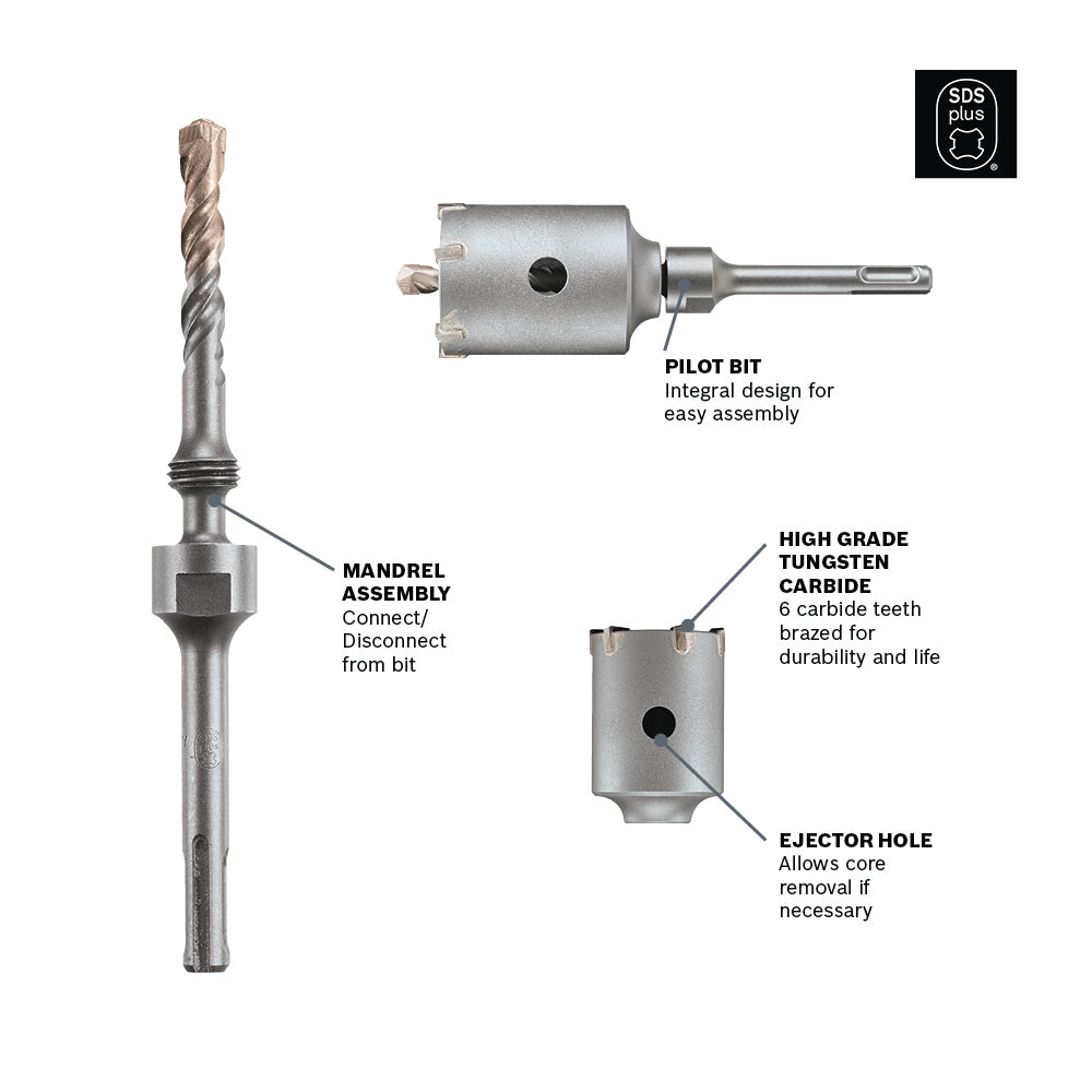 Bosch T3915SC 2-9/16 In. SDS-plus SPEEDCORE Thin-wall Core Bit