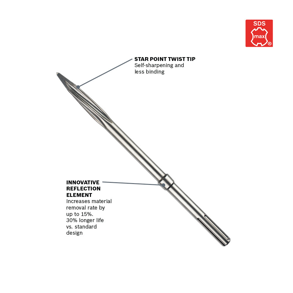 Bosch HS1936 16 In. R-Tec Star Point Chisel Twist SDS-max Hammer Steel