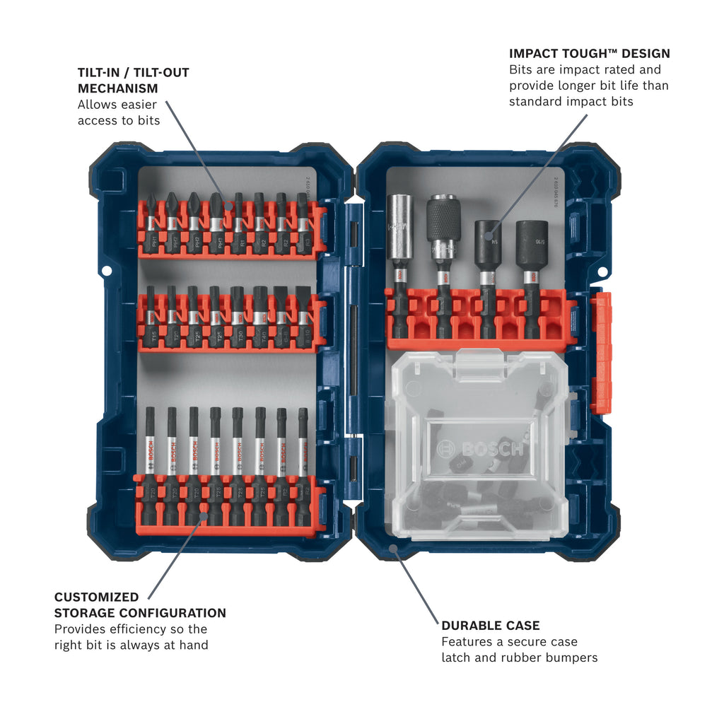 Bosch SDMS38 38 pc. Impact Tough Screwdriving Custom Case System Set