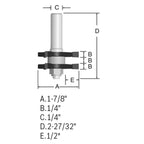 Bosch 84623M 1-7/8 In. x 1/4 In. Carbide Tipped Tongue and Groove Bit