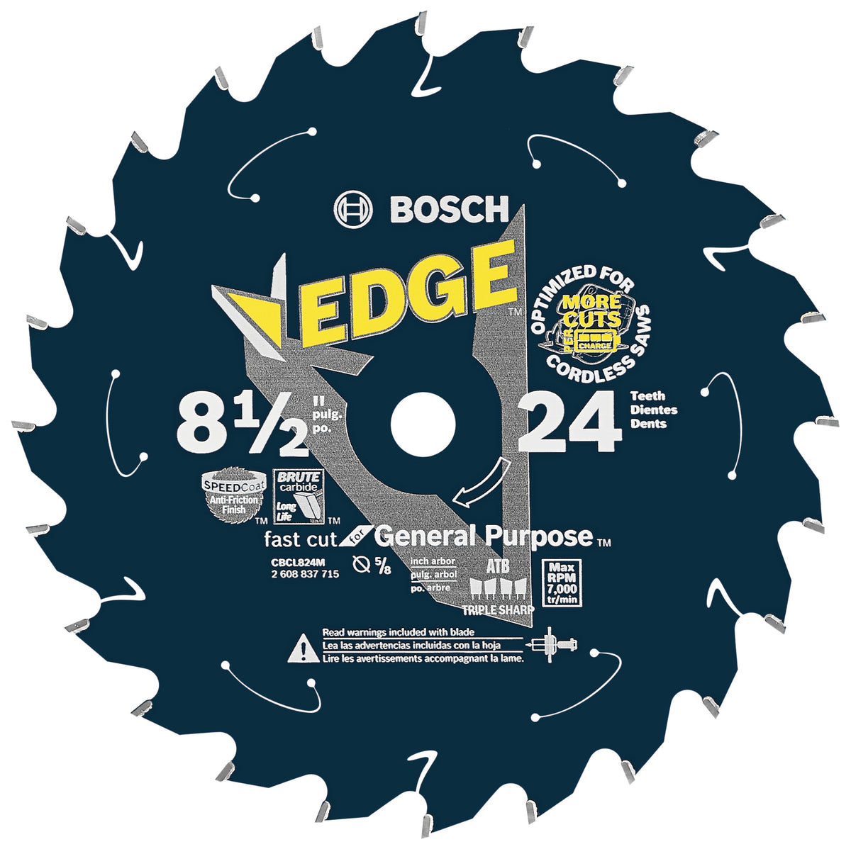Bosch CBCL824M 8-1/2 In. 24 Tooth Edge Cordless Circular Saw Blade for General Purpose