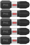 Bosch ITPH3105 5 pc. Impact Tough 1 In. Phillips #3 Insert Bits