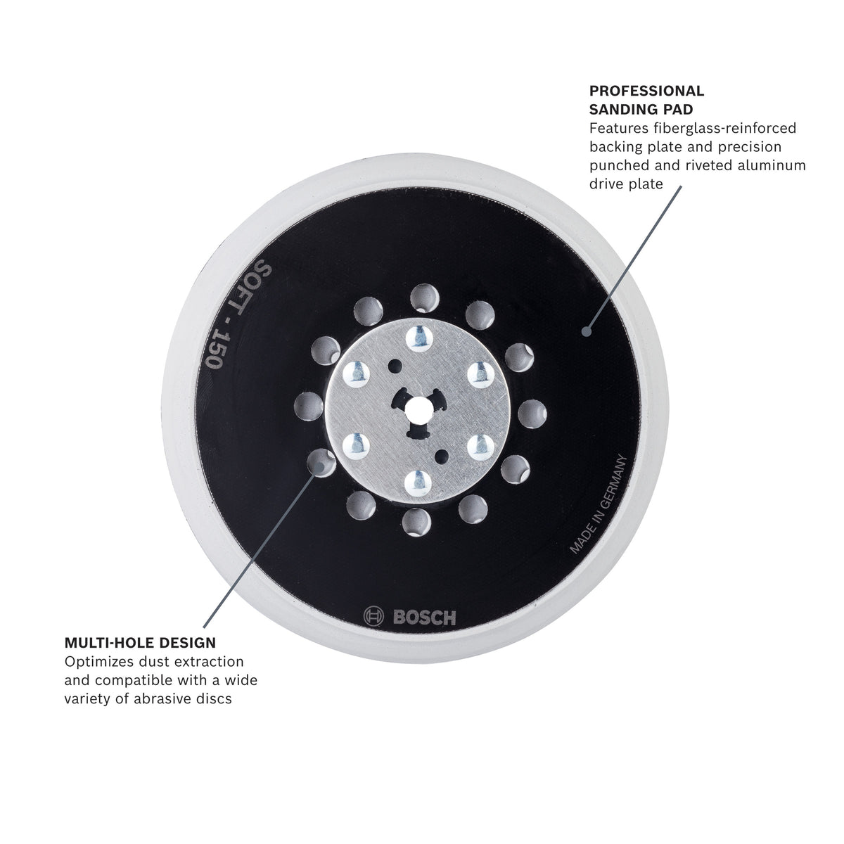 Bosch RSM6044 6 In. Soft Hook-and-Loop Multi-Hole Sanding Pad