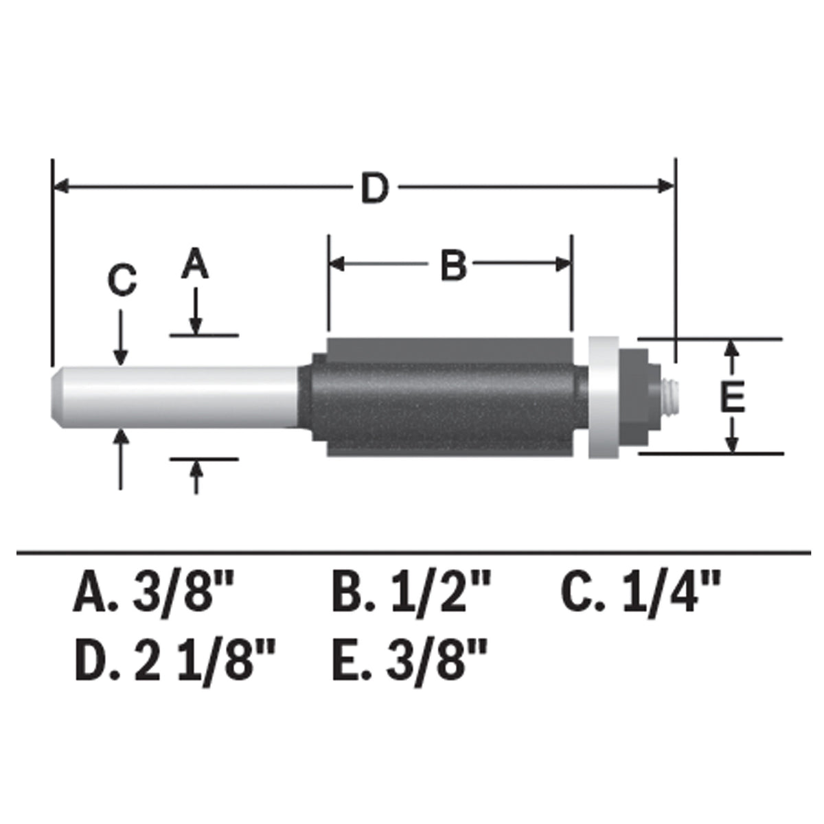 Bosch 85269MC 3/8 In. x 1/2 In. Carbide-Tipped Double-Flute Flush Trim Router Bit