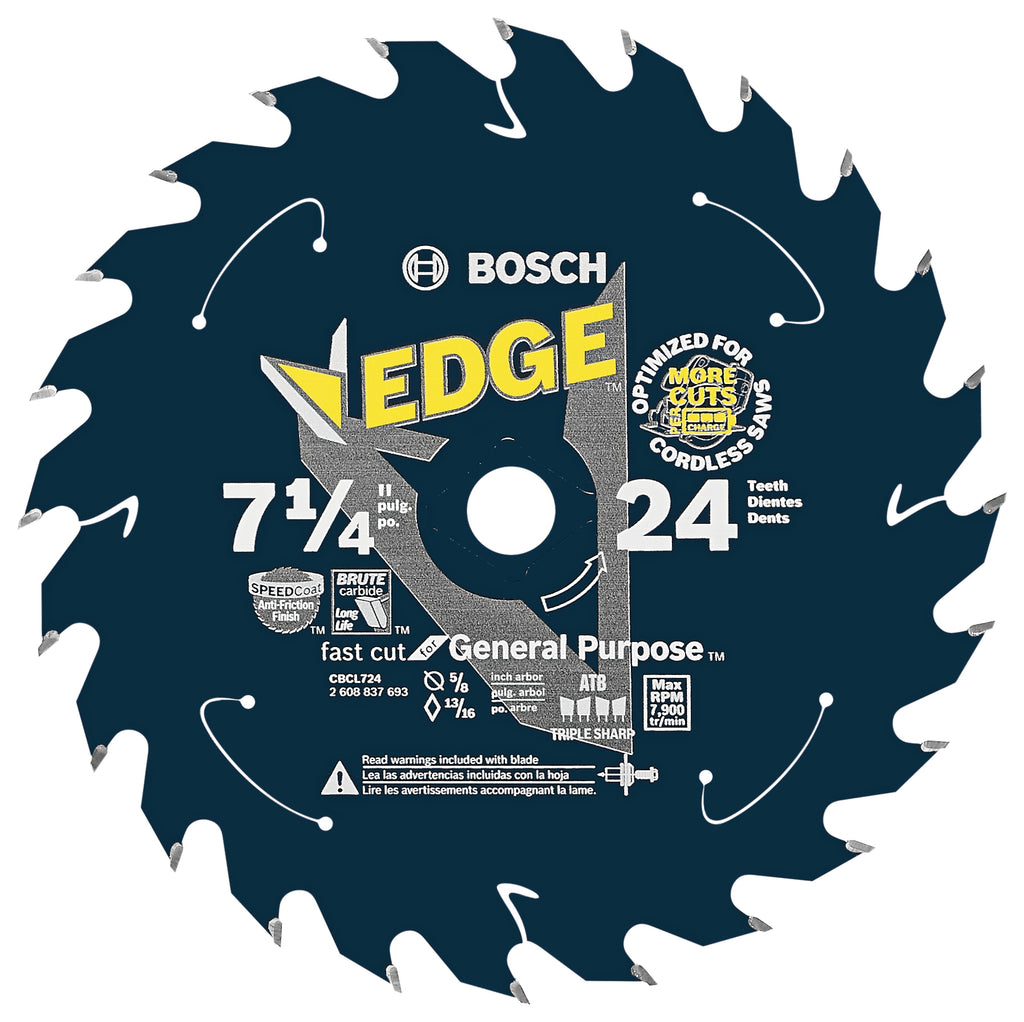Bosch CBCL724 7-1/4 In. 24 Tooth Edge Cordless Circular Saw Blade for General Purpose
